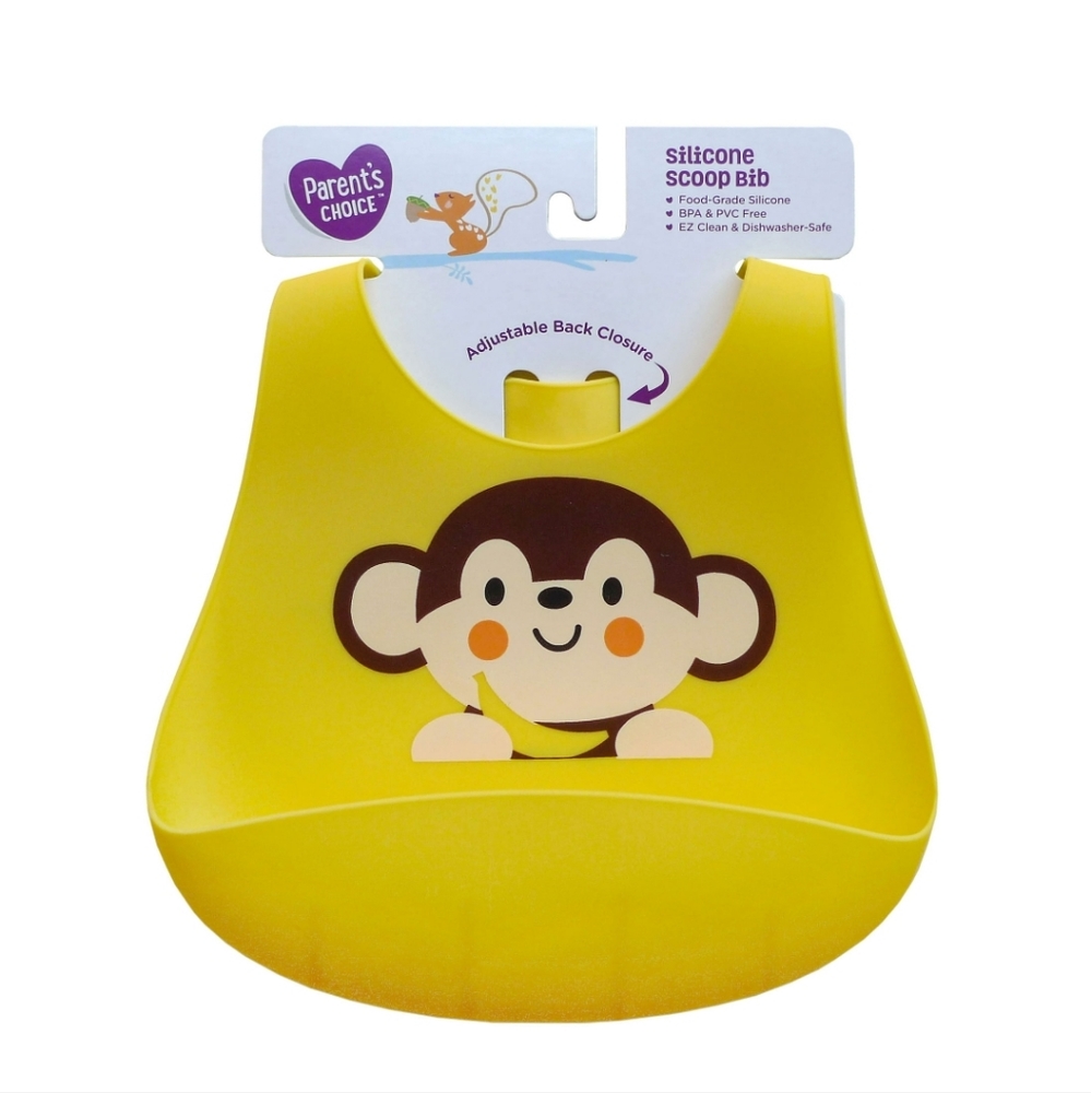 Parent's Choice Monkey Silicone Scoop Bib